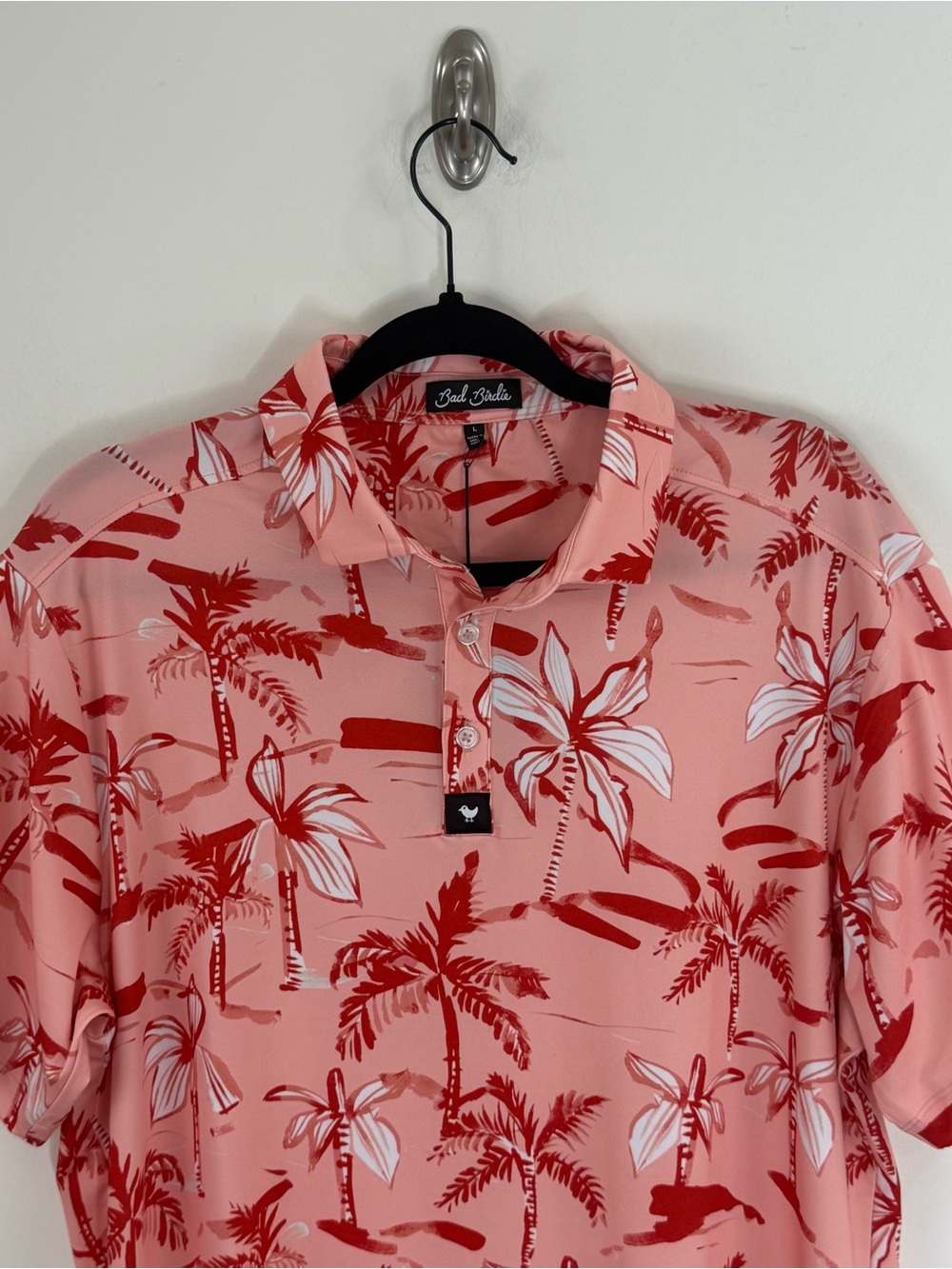 Bad Birdie Men’s Short Sleeve Golf Polo Ricky Rose Print Size Large NEW - Picture 3 of 12